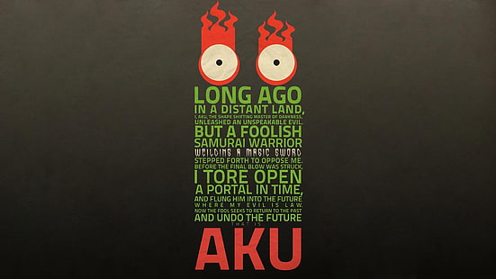 grüner und roter Text auf schwarzem Hintergrund, Samurai Jack, Typografie, grauer Hintergrund, HD-Hintergrundbild HD wallpaper