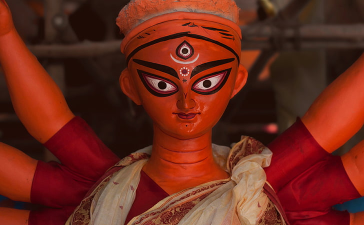 Maa Durga, estatua de la deidad hindú, artístico, escultura, retrato, maa durga, hindú, religión, puja, religioso, diosa, Fondo de pantalla HD