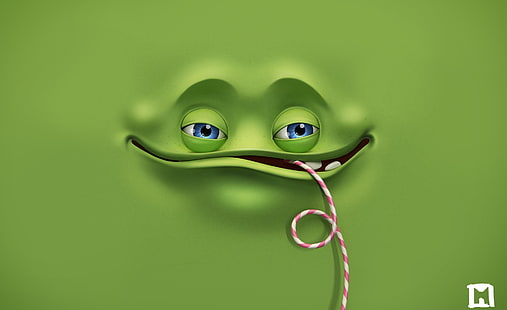 Alegre, fondo de pantalla de personaje verde, Divertido, monstruo, verde, Fondo de pantalla HD HD wallpaper