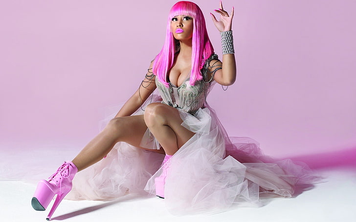women's gray dress, Girl, Singer, Nicki Minaj, HD wallpaper