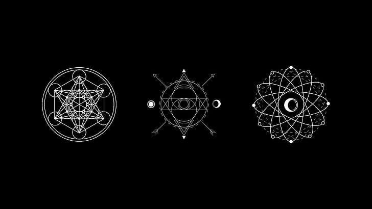 geometría, geometría sagrada, minimalismo, luna, eclipse, Fondo de pantalla HD
