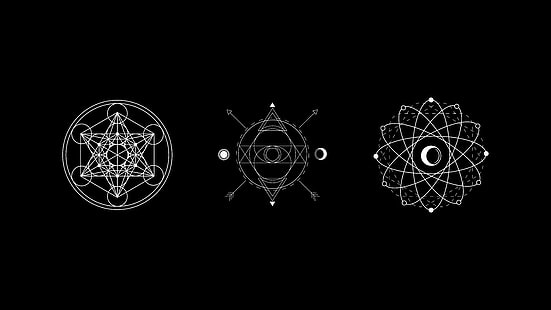 geometria, geometria sacra, minimalismo, luna, eclissi, Sfondo HD HD wallpaper
