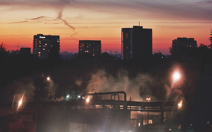 ciudad, puesta de sol, industrial, Bohren y der Club de Gore, Fondo de pantalla HD