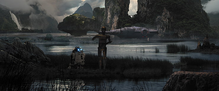 Star Wars, R2-D2, Fan Art, Millennium Falcon, HD-Hintergrundbild HD wallpaper