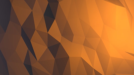 Ilustración abstracta naranja y negra, poli baja, minimalismo, triángulo, arte digital, geometría, Fondo de pantalla HD HD wallpaper