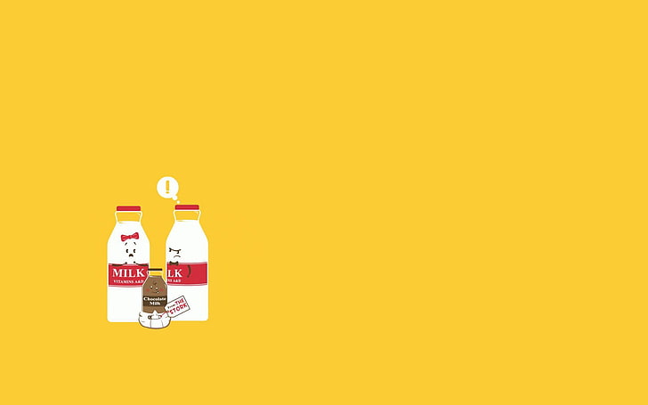 ilustrasi botol putih, botol, susu, humor, minimalis, Wallpaper HD