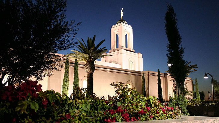 edificio in cemento bianco, mormone, tempio, Chiesa di Gesù Cristo dei Santi degli Ultimi Giorni, Sfondo HD