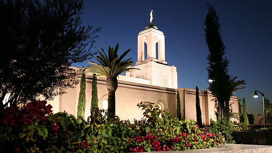 budynek z białego betonu, Mormon, świątynia, Kościół Jezusa Chrystusa Świętych w Dniach Ostatnich, Tapety HD HD wallpaper