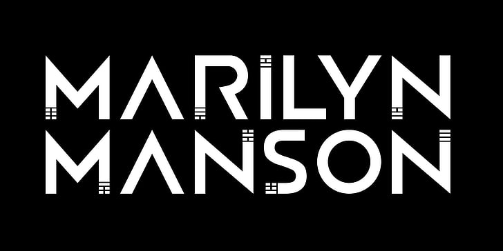 Marilyn Manson, typography, black background, monochrome, music, simple background, band logo, HD wallpaper
