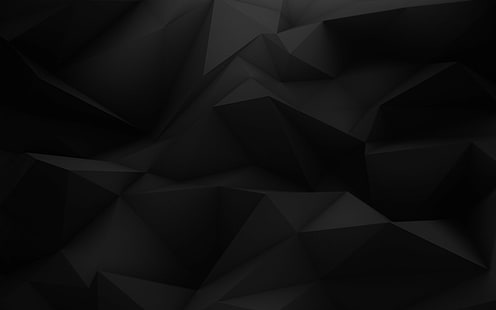negro, 3D, triángulo, minimalismo, patrón, geometría, abstracto, arte digital, baja poli, Fondo de pantalla HD HD wallpaper