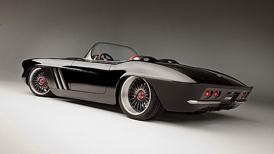 black convertible coupe, car, Corvette, vehicle, simple background, Chevrolet Corvette, Oldtimer, black cars, HD wallpaper HD wallpaper
