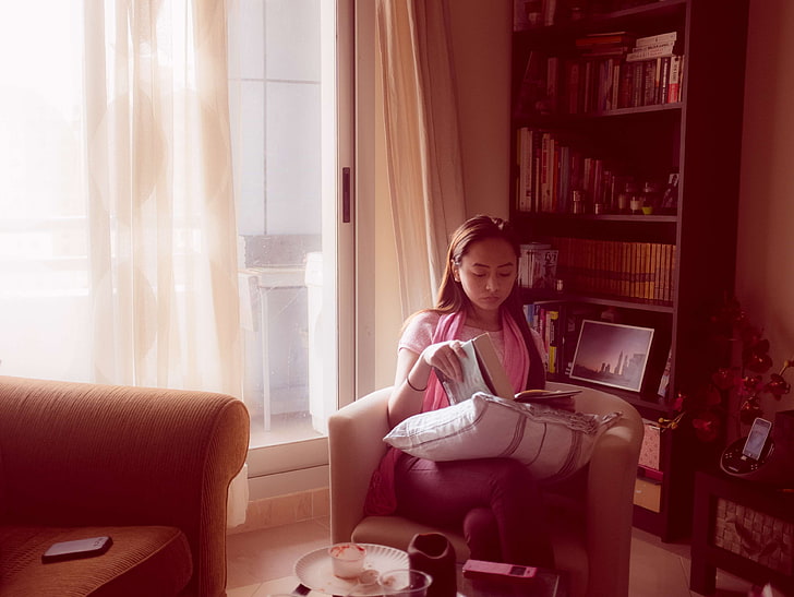 책, 의자, 거실, 독서, 독서, 소파, 햇빛, 창문, HD 배경 화면