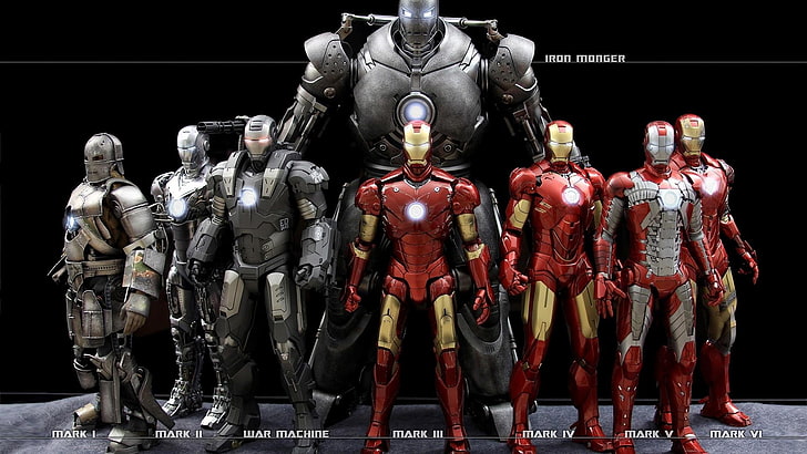 Poster film Iron Man, Marvel Comics, Iron Man, baju besi, Iron Monger, War Machine, Wallpaper HD