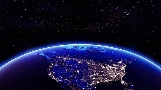 Earth North America In The Night View From Space 4k Wallpaper For Mobile Phones Tablet And Laptop 3840×2160, HD wallpaper HD wallpaper