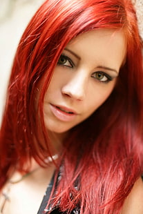 여자의 검은 상단, 아리엘 파이퍼 폰, 빨간 머리, 녹색 눈, HD 배경 화면 HD wallpaper