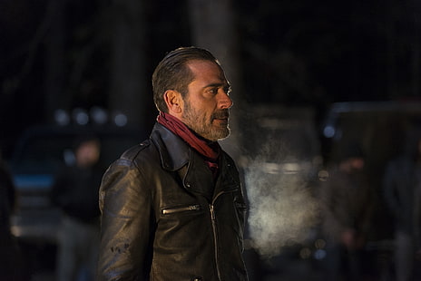 jaket, profil, Jeffrey Dean Morgan, The Walking Dead, Musim 6, Negan, Wallpaper HD HD wallpaper