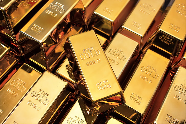 fine gold bars, metal, purity, polished gold bullion, kilo, HD wallpaper