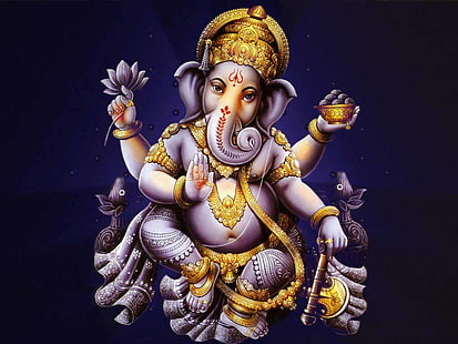 Senhor Vinayagar, ilustração de Deus Hindu Ganesha, Deus, Senhor Ganesha, azul, ganesha, vinayagar, HD papel de parede HD wallpaper