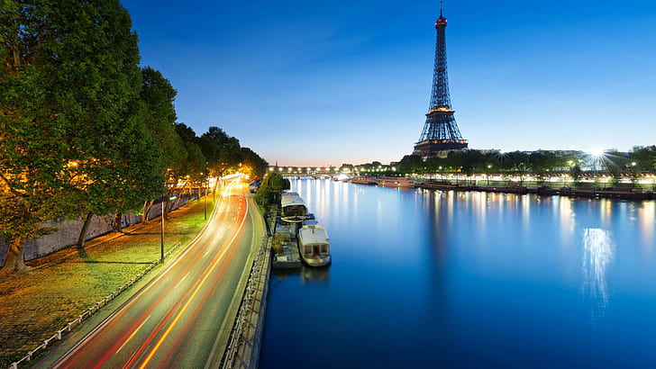 Эйфелева башня в Париже, Франция, широкоформатный городской пейзаж, Эйфелева башня в Париже, Франция, широкоформатный городской пейзаж, HD обои