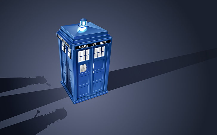 ilustracja niebieskiej kabiny policyjnej, Doctor Who, Tapety HD