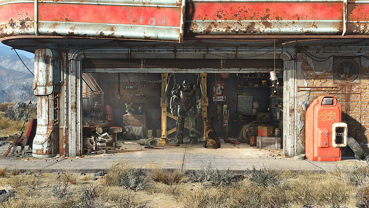 red refrigerator, Fallout 4, Fallout, HD wallpaper