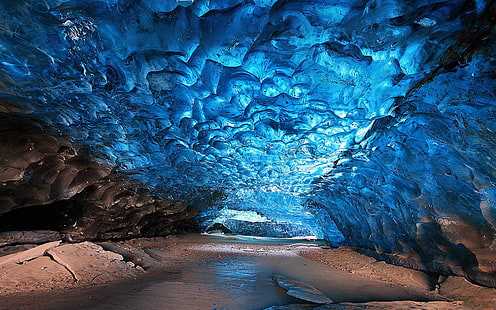 caverna de gelo, natureza, paisagem, gelo, caverna, HD papel de parede HD wallpaper