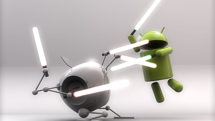 apple inc fight lightsabers android funny Entertainment Funny HD Art , fight, Apple Inc., HD wallpaper