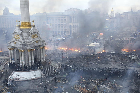 dom, Kijów, Majdan, rewolucja, Ukraina, Ukraińcy, wojownik, Tapety HD HD wallpaper
