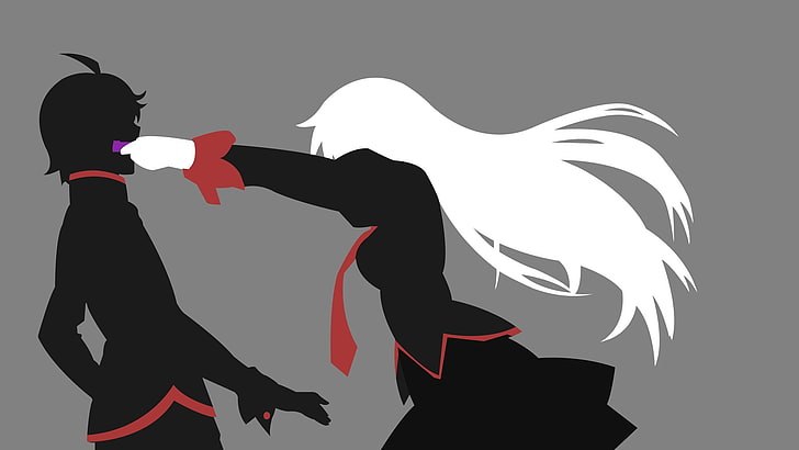 mâle et femelle illustration de personnage anime noir et blanc, série Monogatari, Araragi Koyomi, vecteurs anime, Senjougahara Hitagi, Fond d'écran HD