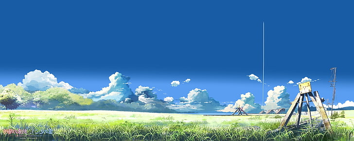 anime, nuvens, rastros, campo, paisagem, Makoto Shinkai, o lugar prometido em nossos primeiros dias, HD papel de parede