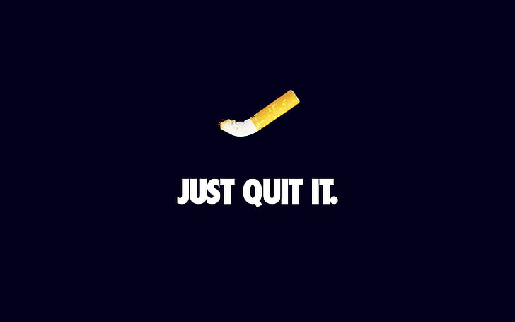 just, quit, it, nike, smoking, art, minimal, dark, blue, HD wallpaper
