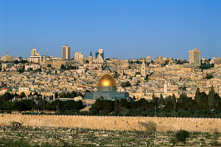 paysage urbain, architecture, Jérusalem, mosquée, ville, immeuble ancien, Fond d'écran HD