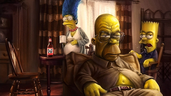 Fondo de pantalla de Los Simpson, Breaking Bad, TV, Los Simpson, obra de arte, Marge Simpson, Homer Simpson, Bart Simpson, Fondo de pantalla HD