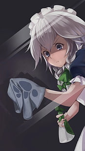 weibliche Anime Charakter Illustration, Anime Mädchen, Magd, Izayoi Sakuya, Touhou, HD-Hintergrundbild HD wallpaper