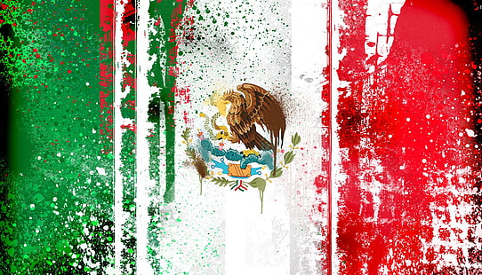 دهان علم مكسيكي ، دهان ، المكسيك ، علم ، ألوان ، ثلاثي الأبعاد وتجريدي، خلفية HD HD wallpaper