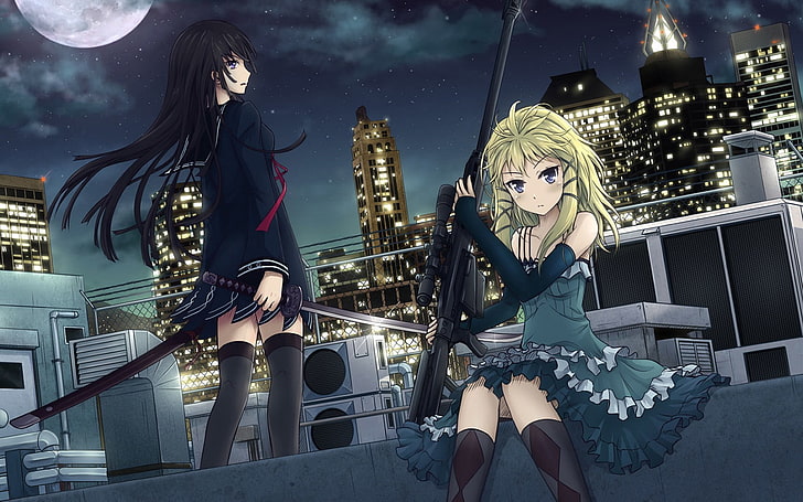 Black Bullet, Tina Sprout, Kisara Tendo, Anime Girls, Anime, Scharfschützengewehr, HD-Hintergrundbild