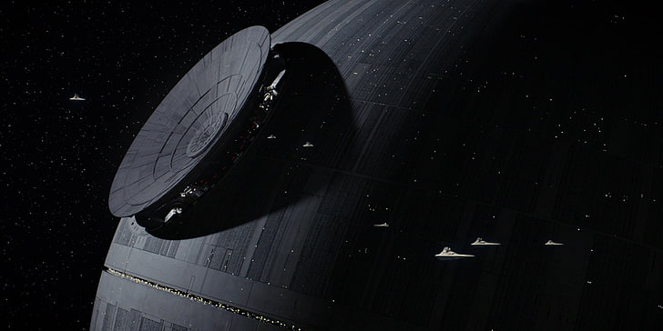 ilustrasi pesawat ruang angkasa abu-abu, Star Wars, Rogue One: A Star Wars Story, Death Star, Wallpaper HD