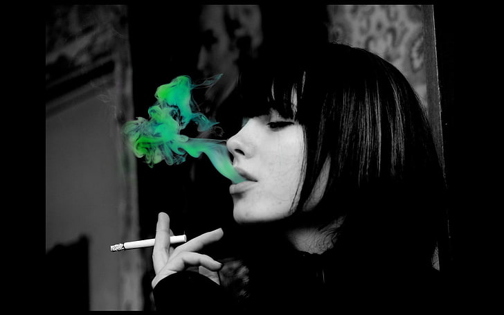 pewarnaan selektif, merokok, wanita, rokok, Wallpaper HD
