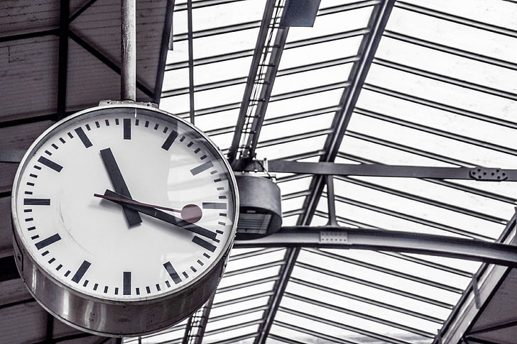 clock, deadline, departure, hours, minutes, schedule, time, timer, train station, HD wallpaper