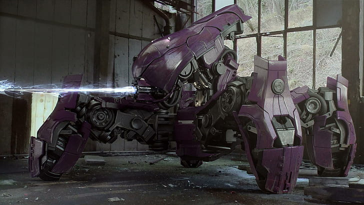 เครื่องจักรสงครามตั๊กแตน - รัศมีหุ่นยนต์สีม่วงและสีเทาในฉากภาพยนตร์เกม 1920x1080 รัศมีตั๊กแตน, วอลล์เปเปอร์ HD