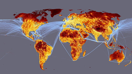 mappa del mondo, mappa, popolazione, Sfondo HD HD wallpaper