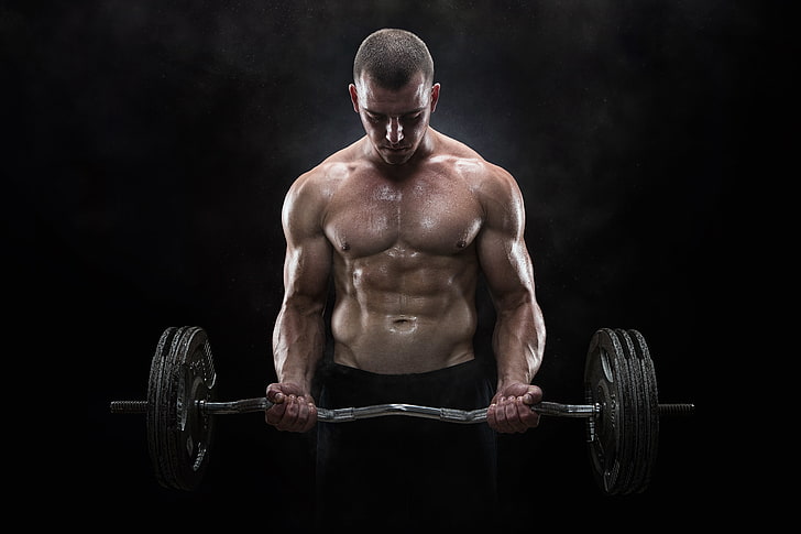 schwarze und graue Hantel, Kraft, Muskeln, Bodybuilder, HD-Hintergrundbild