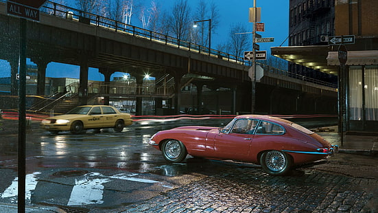 1961 Jaguar E-Type, rotes klassisches Coupé, Autos, 1920x1080, Jaguar, Jaguar E-Type, HD-Hintergrundbild HD wallpaper