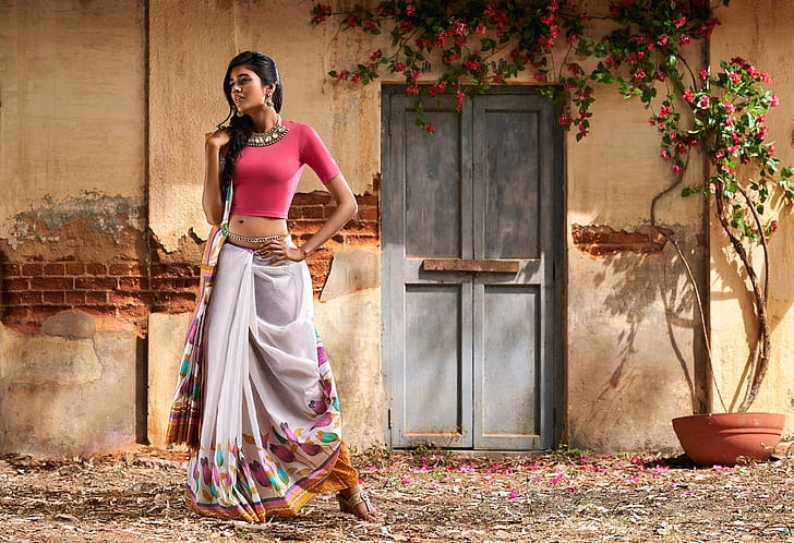 Model, Model, India, Rambut Panjang, Saree, Wanita, Wallpaper HD