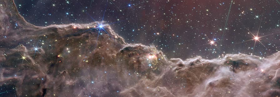 Mgławica Carina, przestrzeń, mgławica, gwiazdy, Kosmiczny Teleskop Jamesa Webba, podczerwień, NIRCam, MIRI, CosmicCliffs, Tapety HD HD wallpaper