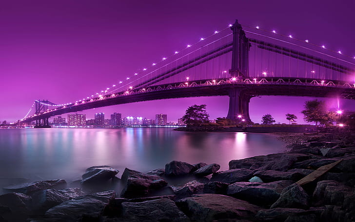 Manhattan Bridge New York City, jembatan, kota, manhattan, york, Wallpaper HD