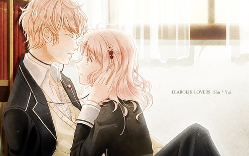 Diabolik Lovers, anime girl and boy, Diabolik, Lovers, Anime, Girl, Boy, HD wallpaper HD wallpaper