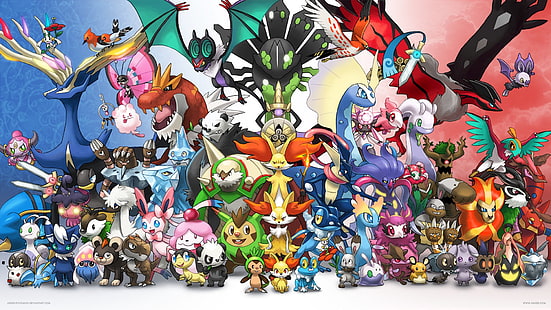Pokemon digital wallpaper, Pokémon, Xerneas (Pokémon), Yveltal (Pokémon), Zygarde (Pokémon), HD wallpaper HD wallpaper
