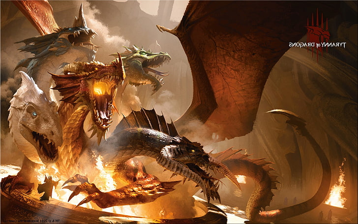 grafika, smok, Dungeons And Dragons, fantasy Art, Tiamat, Tapety HD