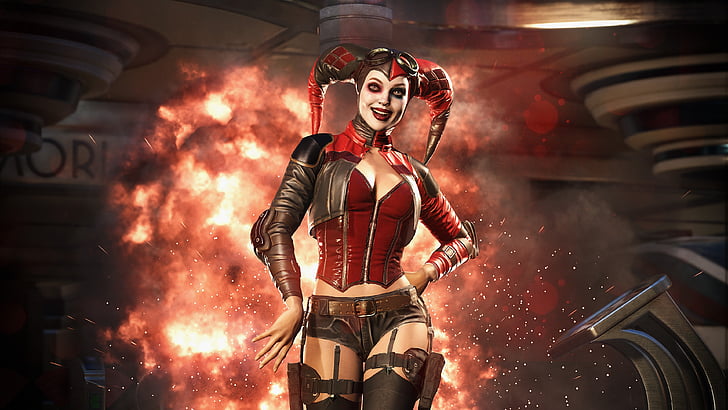 DC Harley Quinn цифровые обои, Харлей Куинн, Supervillain, Несправедливость 2, 4K, HD обои